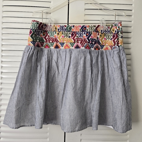 Signature Studio Colorful Embroidered Striped Skirt Size L - Picture 2 of 8